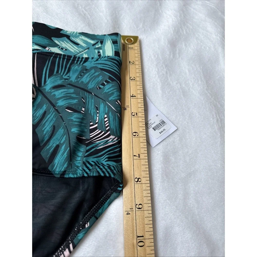 Cacique‎ Bikini Swim Size 20 Green Palm Tropical Print - NWT- High-waist